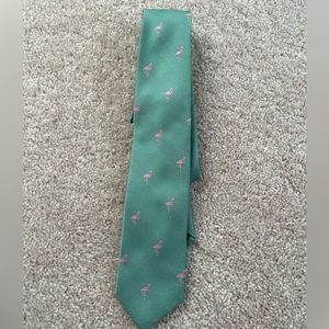 Green and pink J Crew flamingo design tie
